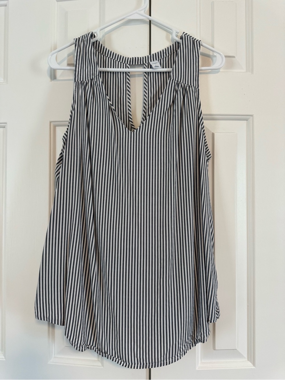 Old Navy Charcoal & White Striped Sleeveless V-Neck Camisole
